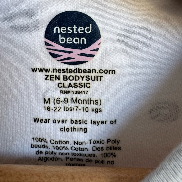 Nested Bean Zen Bodysuit Classic‎ Wearable Sleep-aid 6 to 9 months long sleeve - Picture 2 of 4